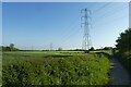 Power lines crossing Bad Bargain Lane in Heworth Without