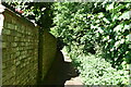 Narrow footpath, Bickley in BR1 2UF