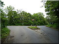 Minor road junction with Grundisburgh Road (B1079) in IP12 4LQ