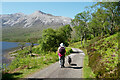 Leaving the Coulin Estate by the access road by Loch Clair in Ross and Cromarty