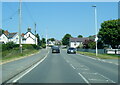 A487 in Sarnau village in Penbryn Community
