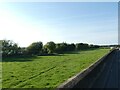 Grassland and footpath beside Swarkestone Bridge or Causeway in Stanton by Bridge