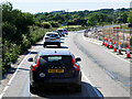 Roadworks on the A390 approaching Three Burrows in TR4 8QN