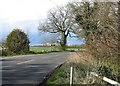 Sharp bend in  a country road in Great Shelford
