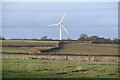 Farmland north of Weston Town, with distant wind turbine in BA4 4SP