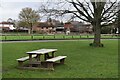 Picnic table on the green at Walberton in BN18 0BA