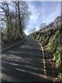 Steep hill on the B4558 at Llanfrynach in LD3 7AQ