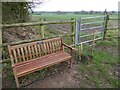 Memorial bench beside the Staffordshire Way near Lapley in ST19 9JY