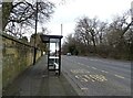 Bus stop and shelter on Great North Road (B1318) in NE13 6PR