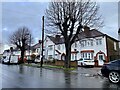 London suburbia in the rain in EN1 2LP