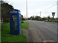 Blue K6 telephone box on Nantwich Road (A51), Alpraham in Alpraham