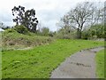 Path leaving route of old railway in M34 3BQ