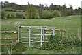 Kissing gate in fields north of Devizes in SN10 2BU