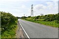 West Hanningfield: Church Road and a power line crossing it in CM2 8UN