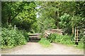 Logs by the gate, Sydmonton Common in RG20 4AE