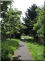 Leafy path at the east end of Winsley in BA15 2NF