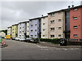 Pastel painted housing in Cockenzie Street in G32 9AT