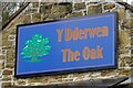 Sign for Y Dderwen (The Oak), Hendre in CH7 5HP