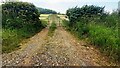 Track into field from bend in rural road south of Torpenhow in CA7 1JF