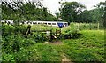 Footpath to Barrow crossing railway line north of Whalley in BB7 9GE
