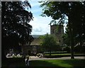 Church tower from the Castle grounds in BD23 1LL
