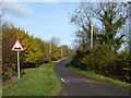 Worton Road with warning in Westcot Barton