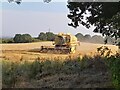 A combine harvester at work in Smalley