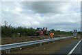 New crash barriers and construction by newly routed eastbound A303 in BA22 7QY