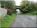 Minor road and disused railway bridge at Bellsprings in DG12 6FG