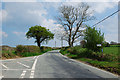 Road junctions on the ridge in SY20 8SQ