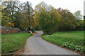 Lane leading away from Wingfield church in IP21 5QZ