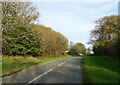 Minor road heading east beside the A38 in PL9 8XY