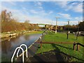 Northwich - At Hunts Lock with view towards Weaver Railway Viaduct in CW8 1DH