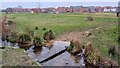 River Wallington overlooked by new housing in PO7 3EQ