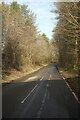 Minor road to Blackfield Row passing through woodland in CF32 0HE
