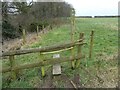 Stile on the Llwybr Maelor Way beside the Grindley Brook in Agden