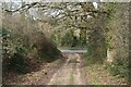 Footpath on track approaching Long Lane in BH21 7AP
