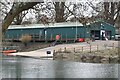 Boat house, seen across the River Stour in BH21 3AY