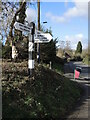 Guidepost at the end of Clement's Lane in BA12 6DX