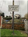 Village Signpost on Glascoed Road, St Asaph in LL17 0NR