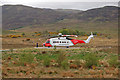 Stornoway Coastguard helicopter on the Portree helipad in IV51 9LY