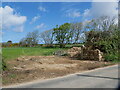 Cornish hedge, with gateway extended in width for modern farm machinery in TR14 0JD