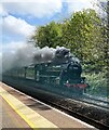 Stanier Black Five passing through Llansamlet Station, Swansea in SA7 9RY