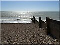 Shingle beach and groyne, Bognor Regis in PO21 1NX