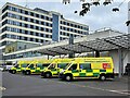 Ambulances waiting at Barnsley Hospital in S75 1DY