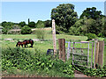 Footpath and farmland west of Trysull in Staffordshire in WV5 7EX
