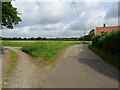 Low Road junction with Slough Lane (track) in NR20 3DG