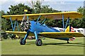 Biplane taxiing at Branscombe Airfield in Branscombe