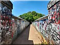 Graffitied footbridge over the railway in LE7 2BG