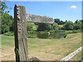 Public footpath sign at Lawbrook Lake in GU5 9PD